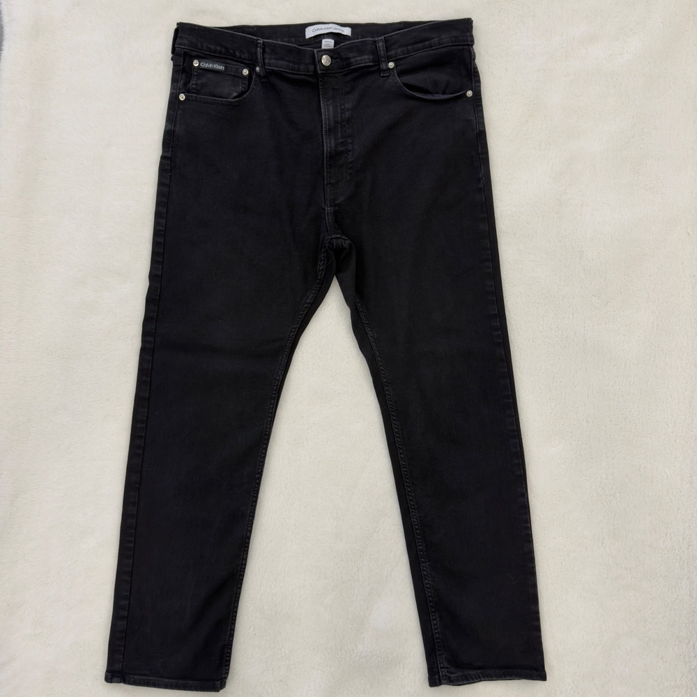 Calvin Klein Jeans Mens 40x32 Black Slim Straight Denim Pants W40 L32